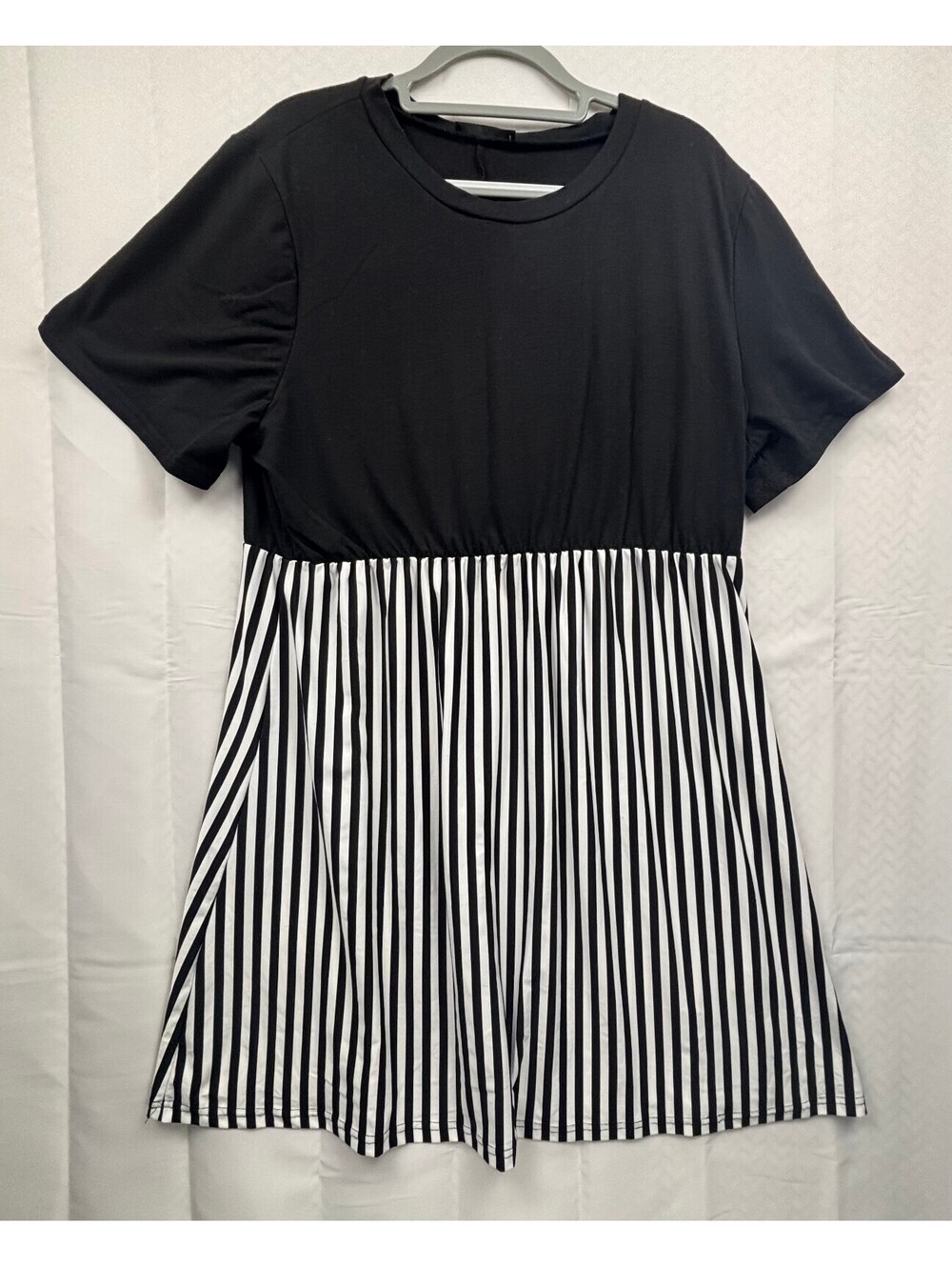 SHEIN CURVE Black and White Striped Plus Size Dress 3XL